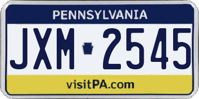 PA license plate JXM2545