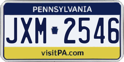 PA license plate JXM2546