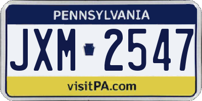 PA license plate JXM2547
