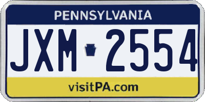 PA license plate JXM2554