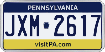 PA license plate JXM2617