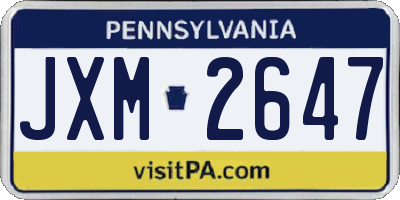 PA license plate JXM2647