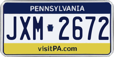 PA license plate JXM2672