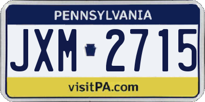 PA license plate JXM2715