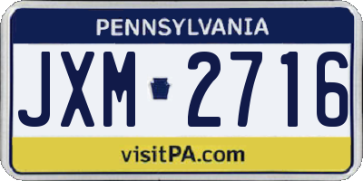 PA license plate JXM2716