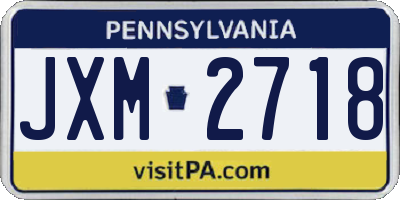 PA license plate JXM2718