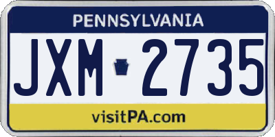 PA license plate JXM2735