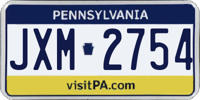 PA license plate JXM2754