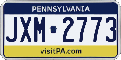 PA license plate JXM2773
