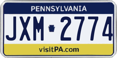 PA license plate JXM2774