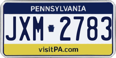 PA license plate JXM2783