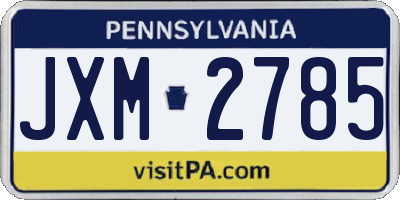 PA license plate JXM2785