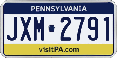 PA license plate JXM2791