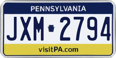 PA license plate JXM2794