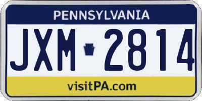 PA license plate JXM2814