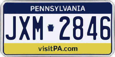 PA license plate JXM2846