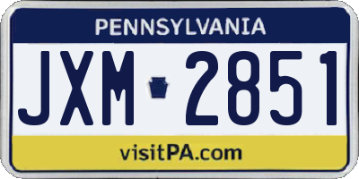 PA license plate JXM2851