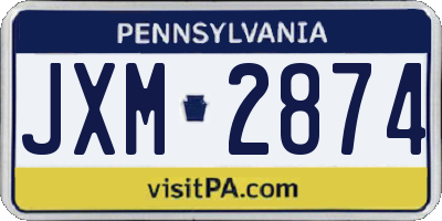 PA license plate JXM2874