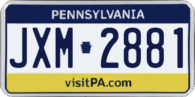 PA license plate JXM2881