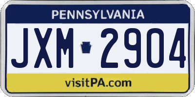 PA license plate JXM2904