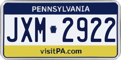 PA license plate JXM2922