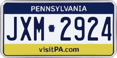PA license plate JXM2924