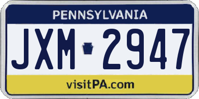 PA license plate JXM2947