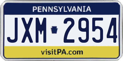PA license plate JXM2954