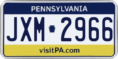 PA license plate JXM2966