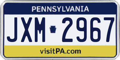 PA license plate JXM2967