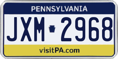 PA license plate JXM2968