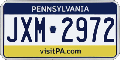 PA license plate JXM2972