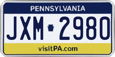 PA license plate JXM2980