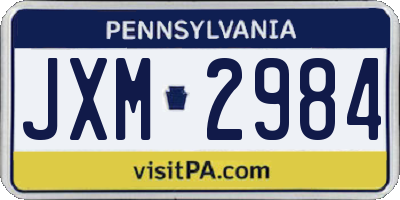 PA license plate JXM2984