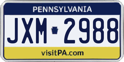 PA license plate JXM2988