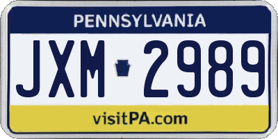 PA license plate JXM2989