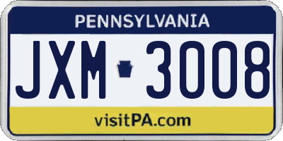 PA license plate JXM3008