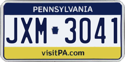 PA license plate JXM3041