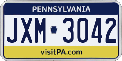 PA license plate JXM3042