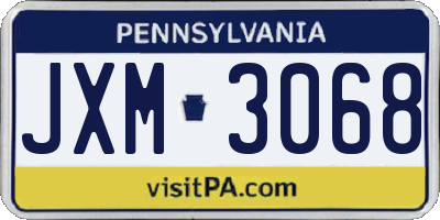 PA license plate JXM3068
