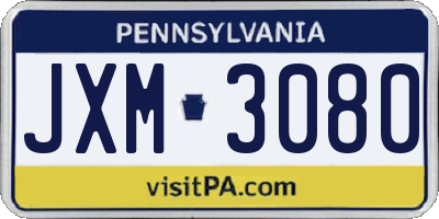PA license plate JXM3080