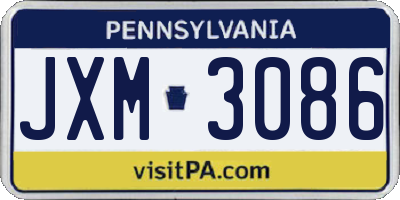 PA license plate JXM3086