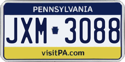 PA license plate JXM3088