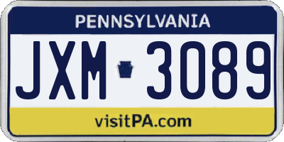 PA license plate JXM3089