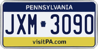 PA license plate JXM3090