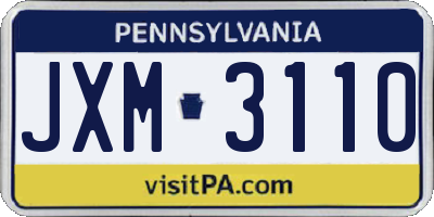 PA license plate JXM3110