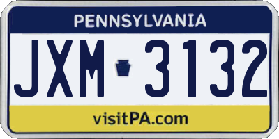 PA license plate JXM3132