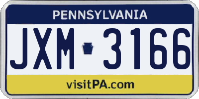 PA license plate JXM3166