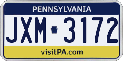 PA license plate JXM3172