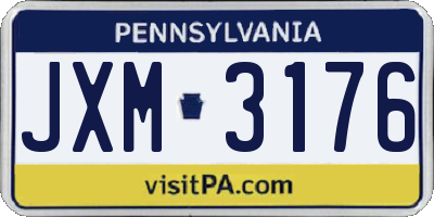 PA license plate JXM3176